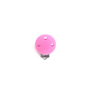 силиконовая круглая клипса 35 мм металл розовая