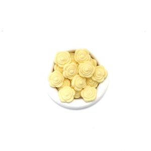 силиконовая бусина мини-цветок 21*21*19 мм кремовая желтая