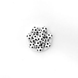 силиконовая бусина футбольный мяч 18 мм цвет черно белый
