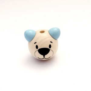 3D бусина мордочка мишки нежно голубая