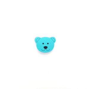 деревянная бусина медведь 20*15 мм голубая