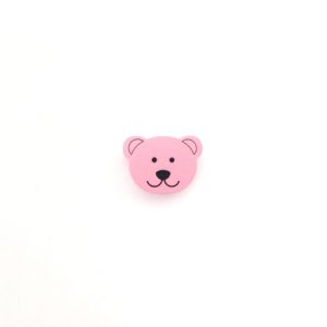 деревянная бусина медведь 20*15 мм розовая