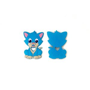 прорезыватель котик с шубкой 90*65*12 мм цвет голубой